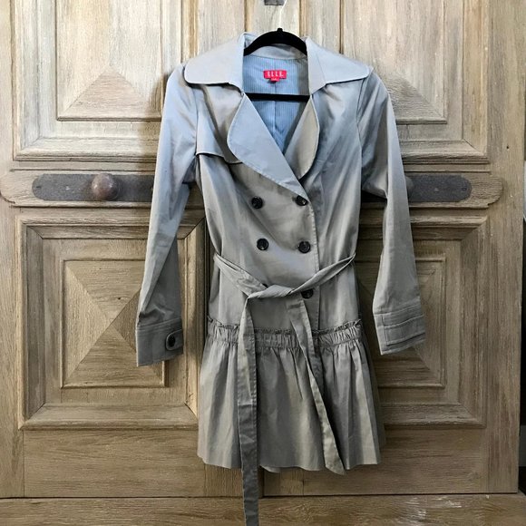 ELLE Trench Coat with ruffle detailing NWOT - Picture 1 of 8